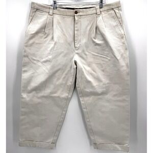 Bob Timberlake Men's 44x30 Pleated‎ Khaki Chino Pants Cotton Twill Casual Beige